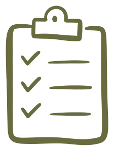 A hand-drawn illustration of a clipboard holding a checklist with three ticked items