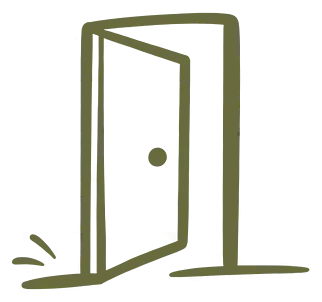 A hand-drawn illustration of an open door