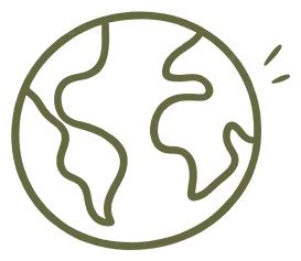 A hand-drawn illustration of a globe showing continents and oceans