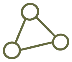 A hand-drawn illustration of three circles joined by lines into a triangle