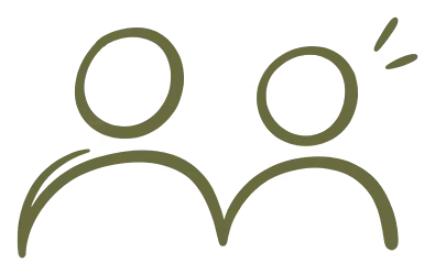 A hand-drawn illustration of two figures side by side, one with a small burst mark beside them