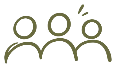 A hand-drawn illustration of three figures standing side by side