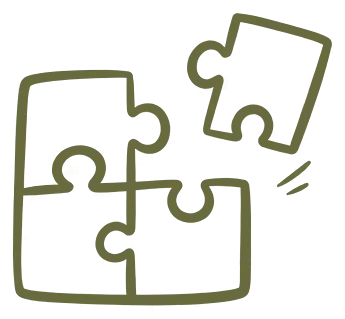 A hand-drawn illustration of interlocking puzzle pieces fitting together