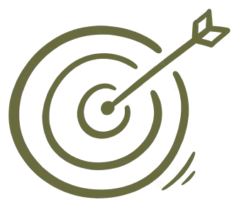 A hand-drawn illustration of a target with concentric rings and an arrow in the centre
